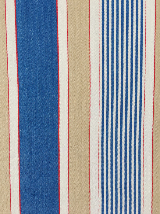 Blue, white and beige striped ticking. Spain c.1950 - 118×100 cm