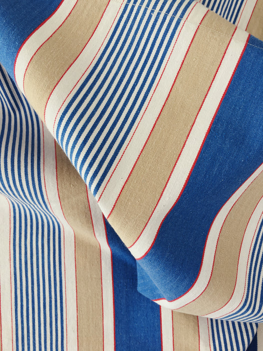 Blue, white and beige striped ticking. Spain c.1950 - 118×100 cm