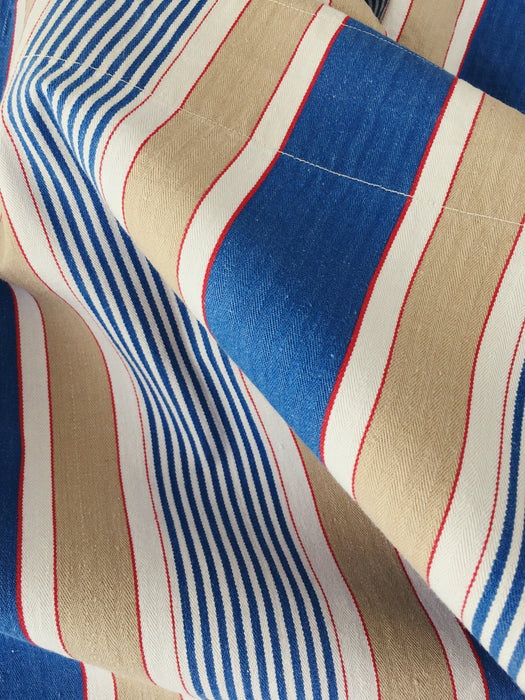 Blue, white and beige striped ticking. Spain c.1950 - 118×100 cm