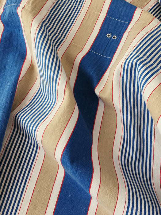 Blue, white and beige striped ticking. Spain c.1950 - 118×100 cm