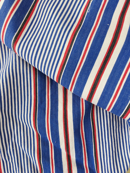 Blue Stripes Antique European Ticking Fabric Recovered Panels REC-RA-AZUL-014 - Ticking Depot
