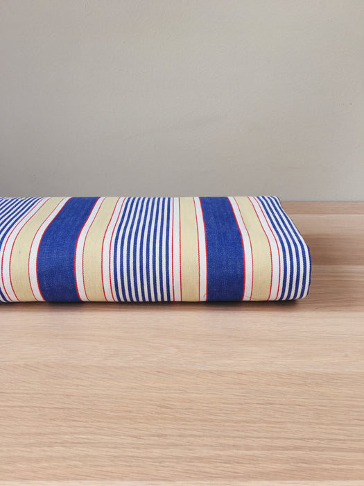 Blue, white and beige striped ticking. Spain c.1950 - Lot of 2 pieces