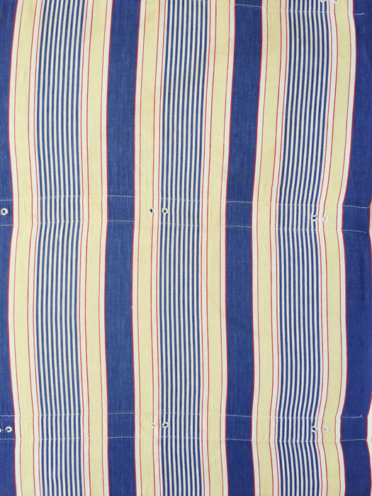 Blue, white and beige striped ticking. Spain c.1950 - Lot of 2 pieces