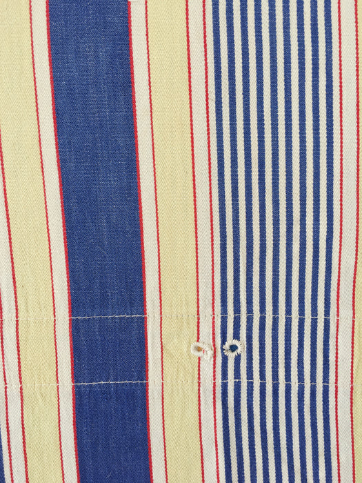 Blue, white and beige striped ticking. Spain c.1950 - Lot of 2 pieces