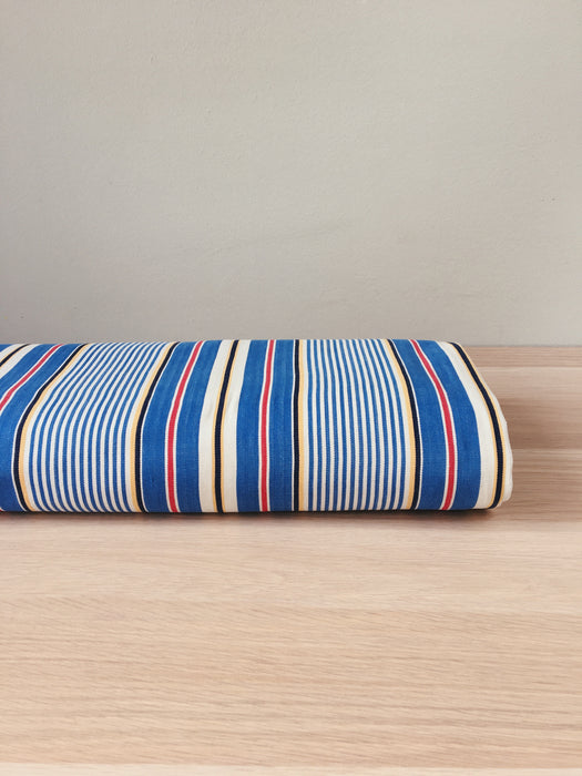 Ticking in narrow blue, white and red stripes. Spain c.1950 - Lot of 2 pieces