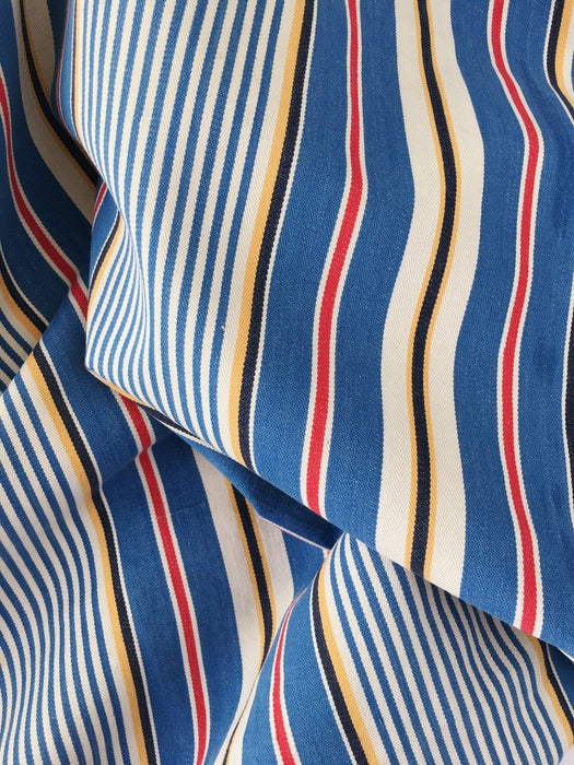 Ticking in narrow blue, white and red stripes. Spain c.1950 - Lot of 2 pieces