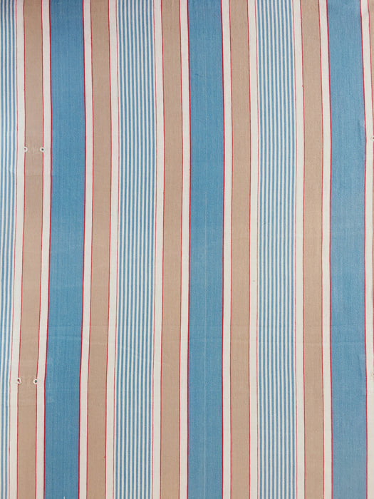Blue, white and beige striped ticking. Spain c.1950 - 70×218 cm