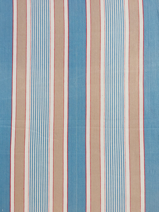 Blue, white and beige striped ticking. Spain c.1950 - 70×218 cm