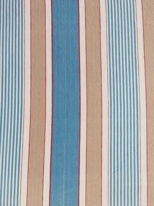 Blue, white and beige striped ticking. Spain c.1950 - 70×218 cm