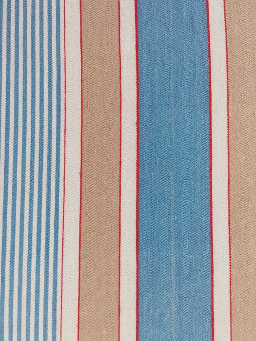 Blue, white and beige striped ticking. Spain c.1950 - 70×218 cm