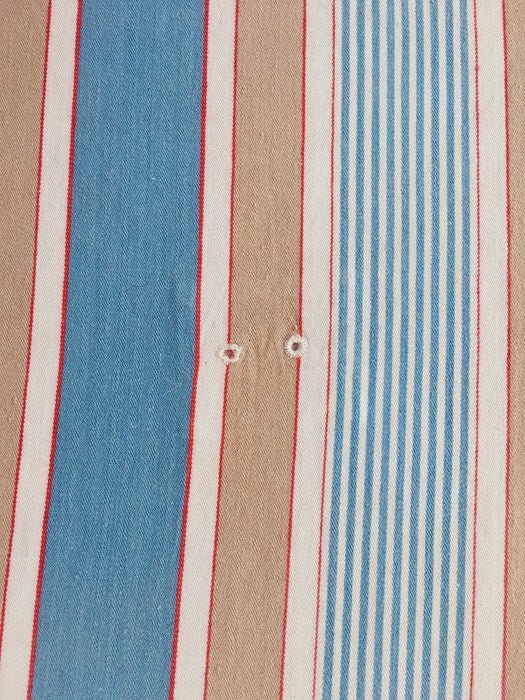 Blue, white and beige striped ticking. Spain c.1950 - 70×218 cm