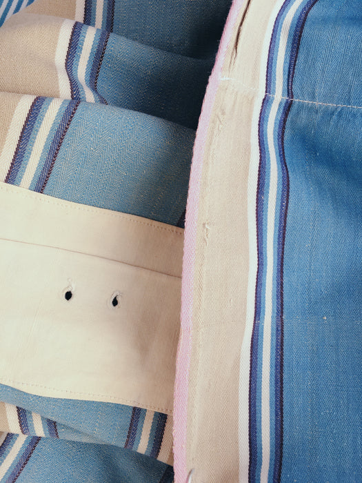 Blue and beige striped ticking. Spain c.1950 - 48×84 cm