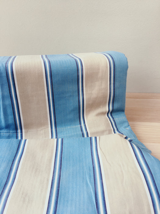 Blue and beige striped ticking. Spain c.1950 - 48×84 cm