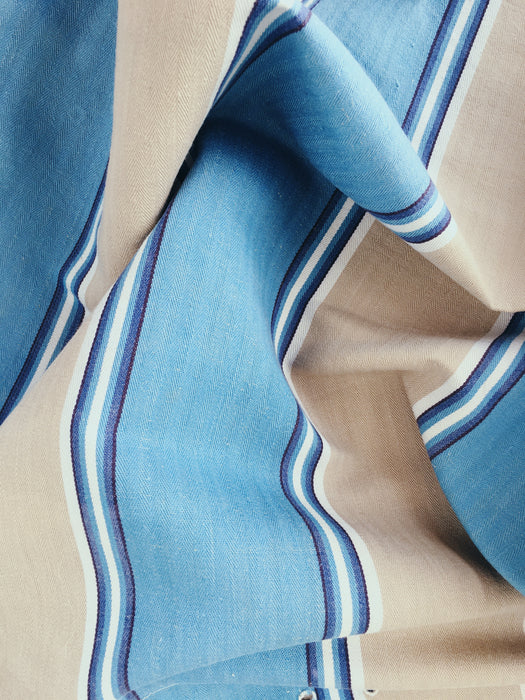 Blue and beige striped ticking. Spain c.1950 - 48×84 cm