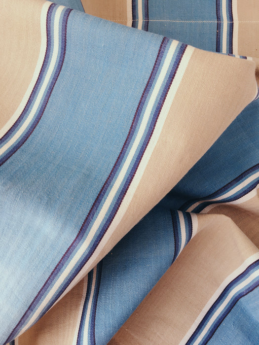 Blue and beige striped ticking. Spain c.1950 - 48×84 cm
