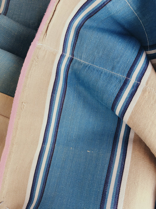 Blue and beige striped ticking. Spain c.1950 - 48×84 cm