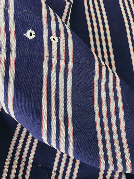 Navy and off-white ticking. Spain c.1940