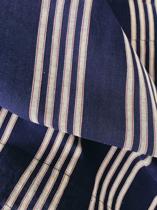 Navy and off-white ticking. Spain c.1940