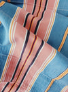 Blue, pink and red striped ticking. Spain c.1950 - 130×152 cm 