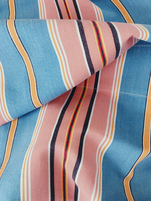 Blue, pink and red striped ticking. Spain c.1950 - 130×152 cm 