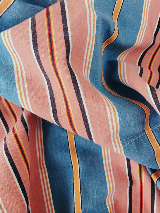 Blue, pink and red striped ticking. Spain c.1950 - 130×152 cm 