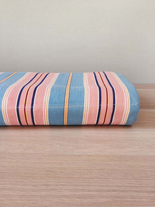 Blue, pink and red striped ticking. Spain c.1950 - 130×152 cm 