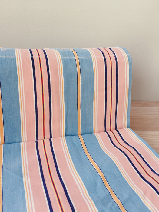Blue, pink and red striped ticking. Spain c.1950 - 130×152 cm 