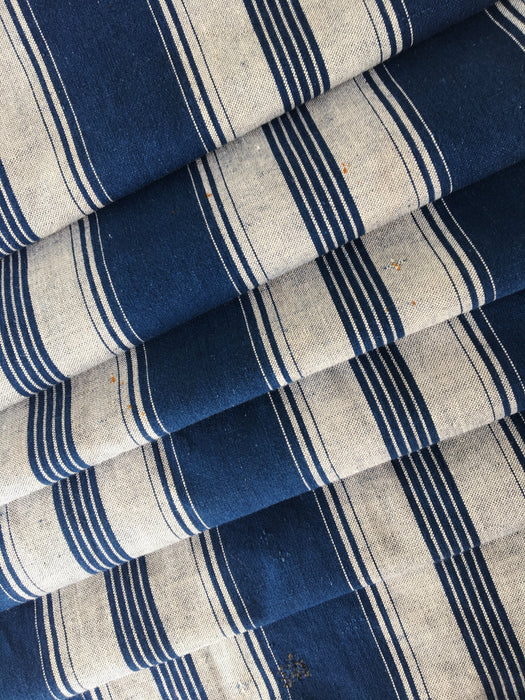 Blue and beige striped ticking. Spain c.1900