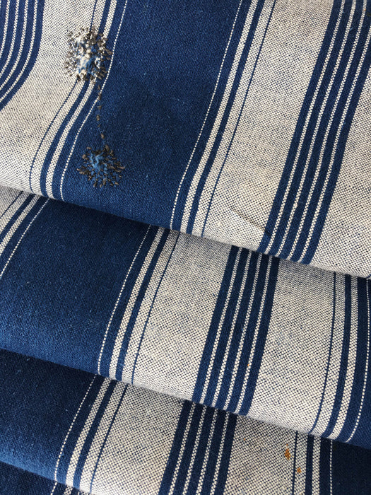 Blue and beige striped ticking. Spain c.1900