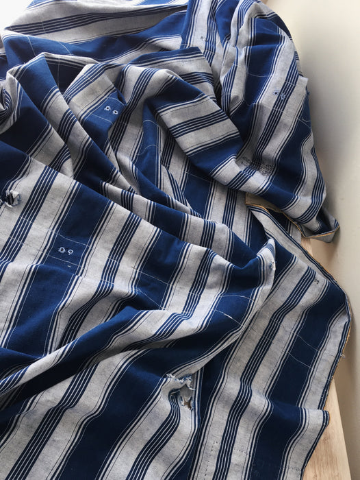 Blue and beige striped ticking. Spain c.1900