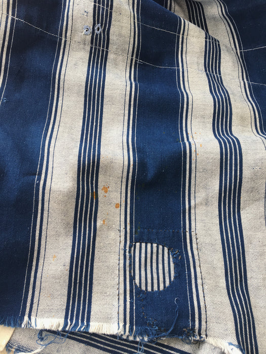 Blue and beige striped ticking. Spain c.1900