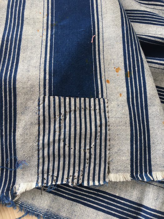 Blue and beige striped ticking. Spain c.1900