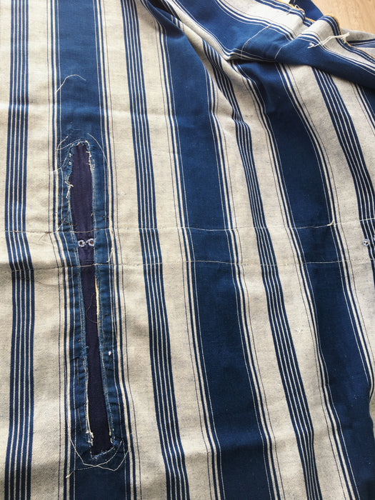 Blue and beige striped ticking. Spain c.1900