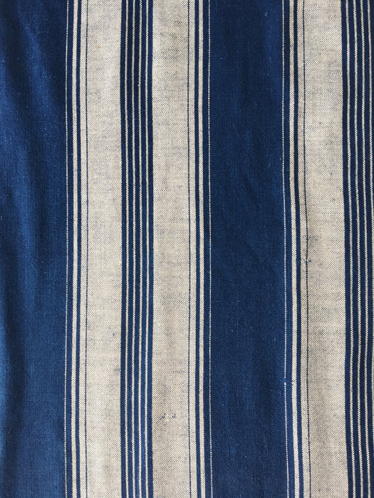 Blue and beige striped ticking. Spain c.1900