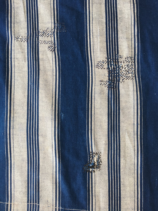 Blue and beige striped ticking. Spain c.1900