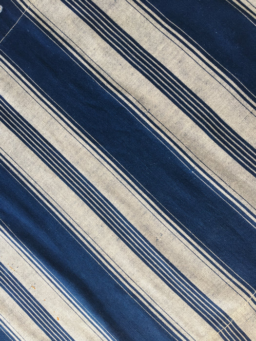 Blue and beige striped ticking. Spain c.1900