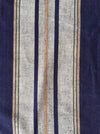 Handwoven blue, white, and toffee striped ticking. Very rare. Spain. Early 1900s
