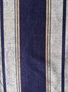 Handwoven blue, white, and toffee striped ticking. Very rare. Spain. Early 1900s