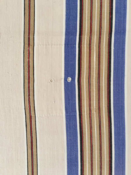 Neutral Blue Stripes Antique European Ticking Fabric Recovered Panels REC-RA-BEIGE-001D - Ticking Depot