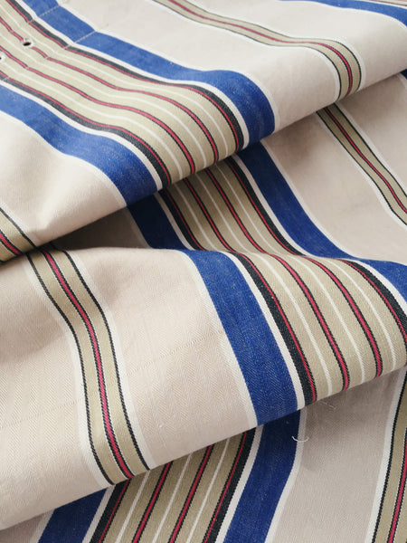 Blue and beige striped ticking. Spain c.1940 - Lot of 5 pieces