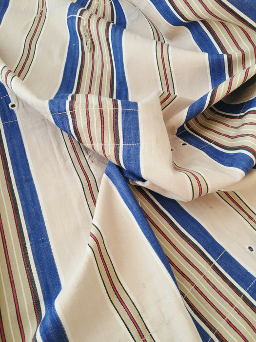 Blue and beige striped ticking. Spain c.1940 - Lot of 5 pieces