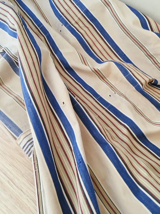 Blue and beige striped ticking. Spain c.1940 - Lot of 5 pieces