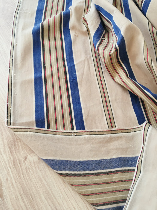 Blue and beige striped ticking. Spain c.1940 - Lot of 5 pieces