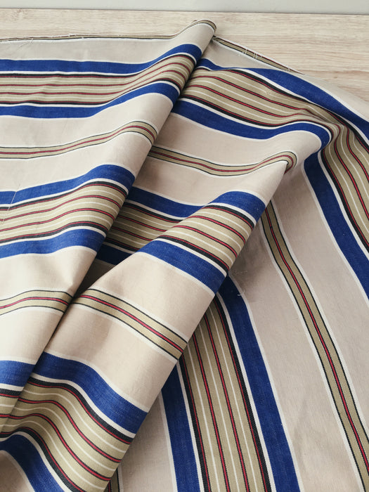 Blue and beige striped ticking. Spain c.1940 - Lot of 5 pieces