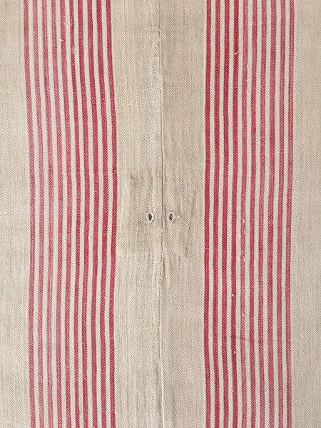 Neutral Red Stripes Antique European Ticking Fabric Recovered Panels REC-RA-BEIGE-002 - Ticking Depot