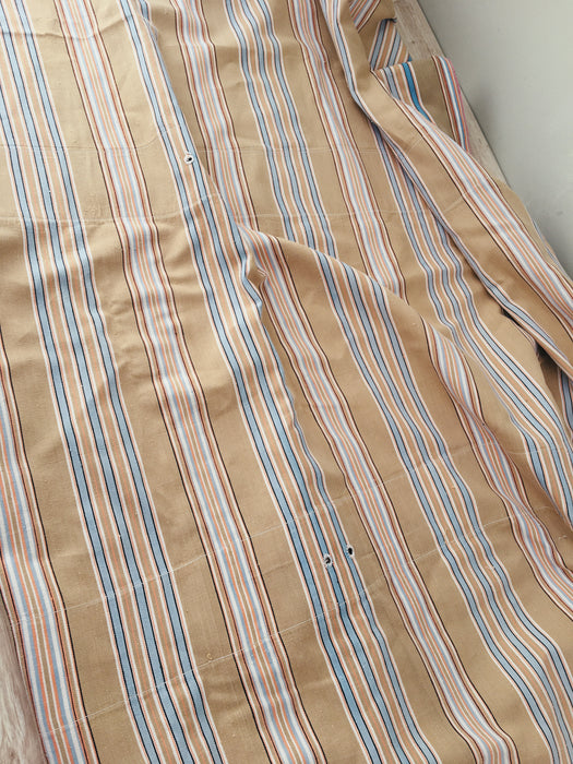 Beige and light blue striped ticking. Spain c.1950 - 142×184 cm