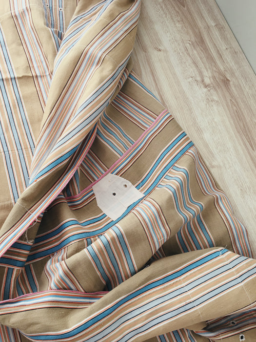 Beige and light blue striped ticking. Spain c.1950 - 142×184 cm