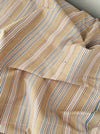 Beige and light blue striped ticking. Spain c.1950 - 142×184 cm