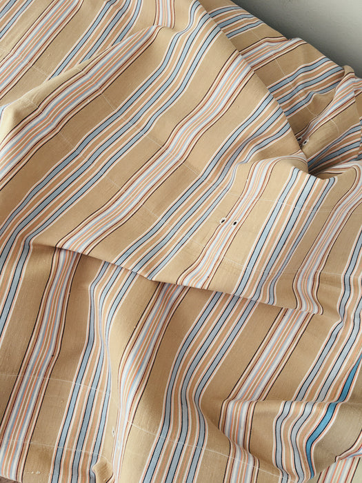 Beige and light blue striped ticking. Spain c.1950 - 142×184 cm