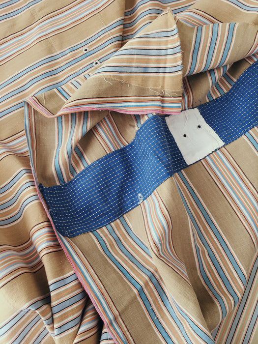 Beige and light blue striped ticking. Spain c.1950 - 142×184 cm